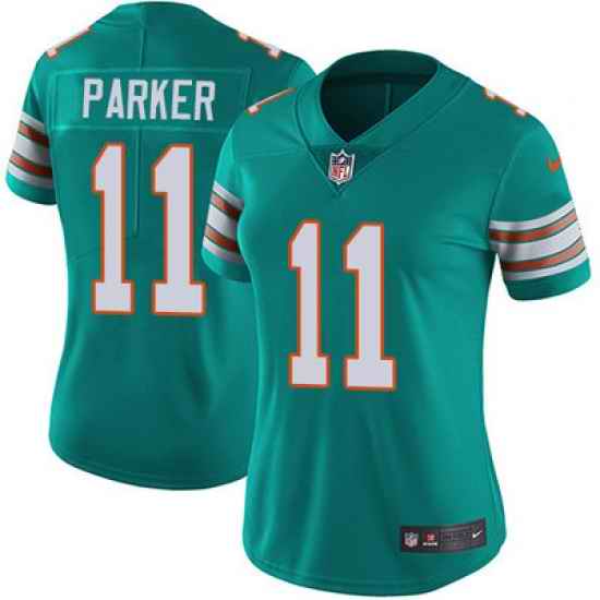 Nike Dolphins #11 DeVante Parker Aqua Green Alternate Womens Stitched NFL Vapor Untouchable Limited Jersey